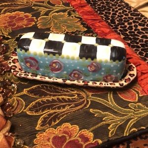 Whimsical Leopard/Rose/check Butter Dish!